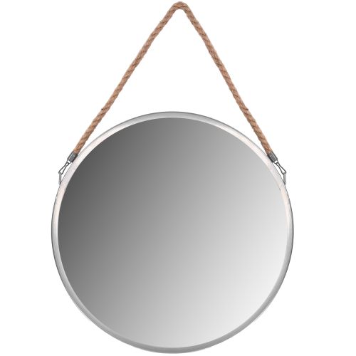 Kulaté zrcadlo na popruhu 40CM silver KLMH-0410S-1